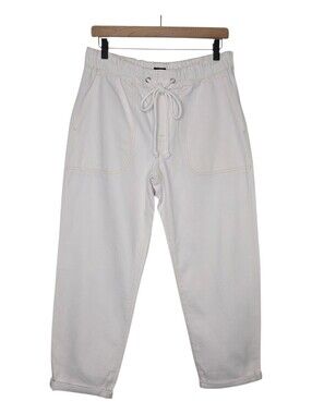 J Crew Womens Soft White Cuffed Crop Drawstring Denim Jeans Size 29